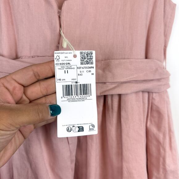 NWT MNG Mango Girls Long Pleated Maxi Dress Pink - 11 - Picture 5 of 9